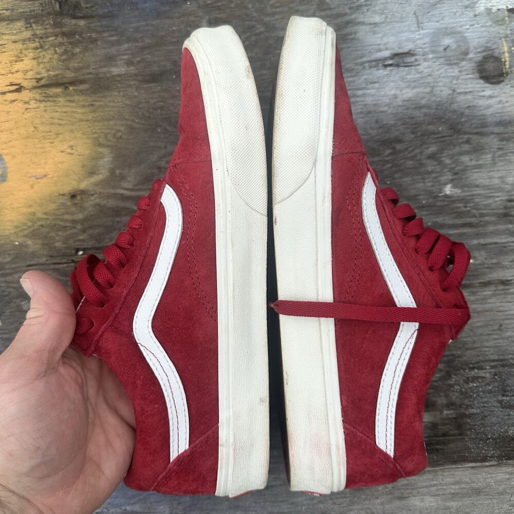 Vans Off The Wall Shoes Mens 8.5 Old Skool Sneaker Red Suede HEIQ Eco Dry Low - Picture 9 of 12